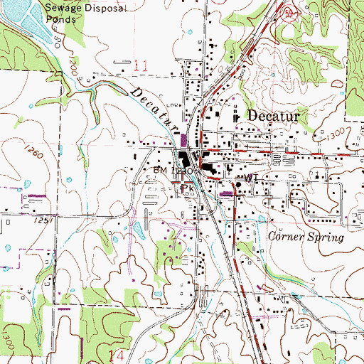 Topographic Map of Decatur Park, AR