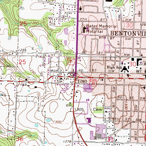 Topographic Map of Dillon Shopping Center, AR