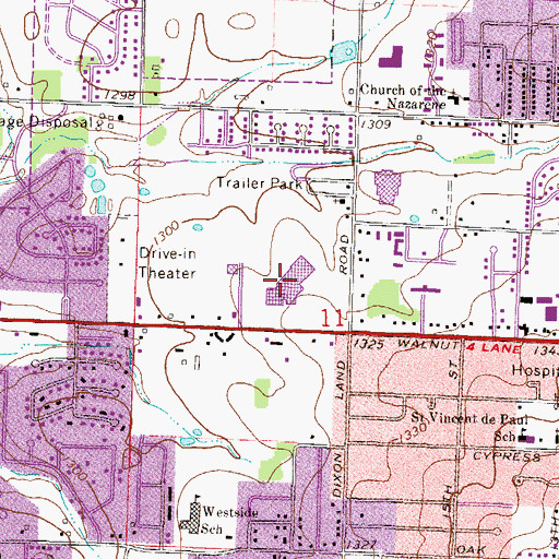 Topographic Map of Dixieland Mall Shopping Center, AR