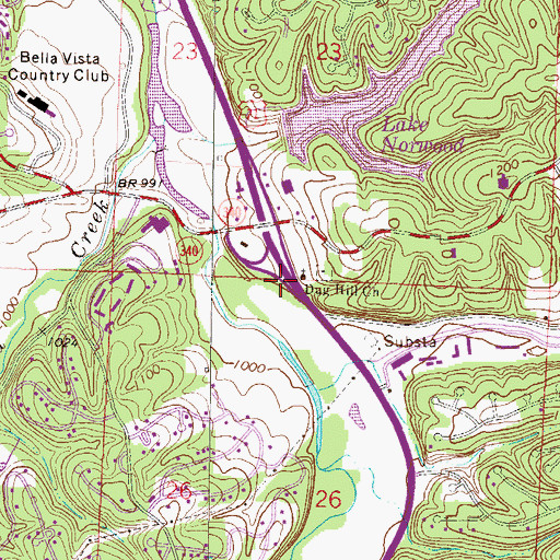 Topographic Map of Dug Hill, AR