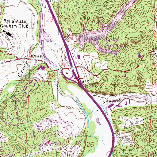 Topographic Map of Dug Hill School (historical), AR