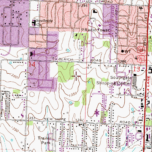 Topographic Map of Elmwood Middle School, AR