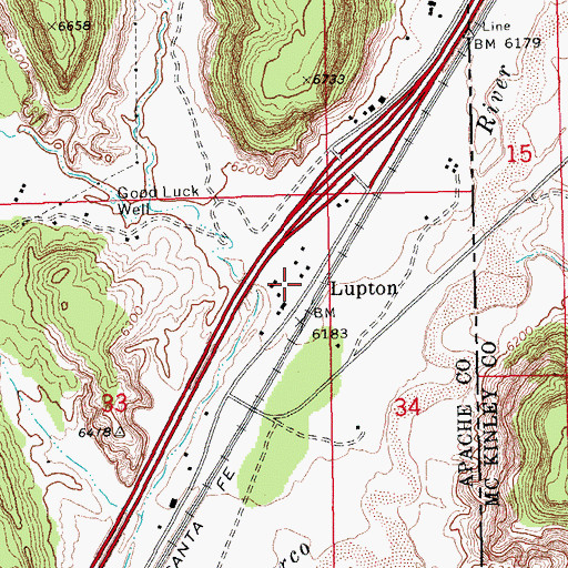 Topographic Map of Lupton, AZ