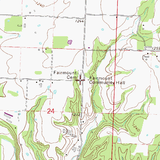 Topographic Map of Fairmount, AR