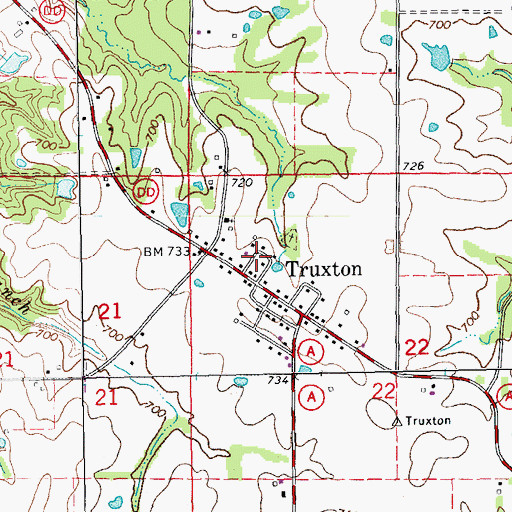 Topographic Map of Truxton School (historical), MO