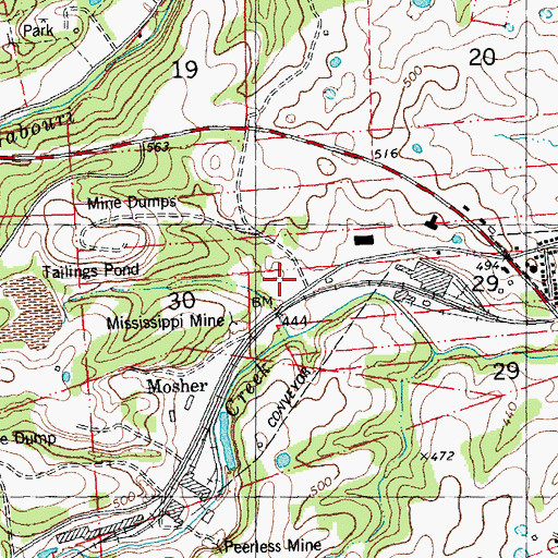 Topographic Map of Fairview School (historical), MO