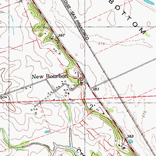 Topographic Map of Bourbon School (historical), MO