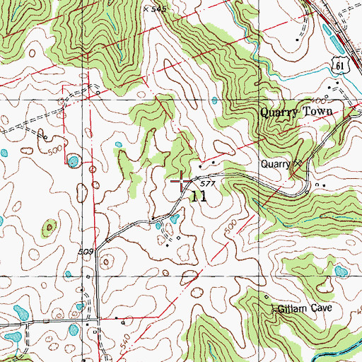 Topographic Map of Quarreton School (historical), MO