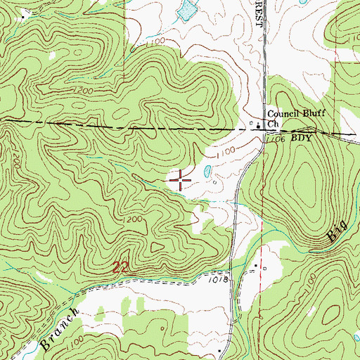 Topographic Map of Chapel Hill Beach, MO
