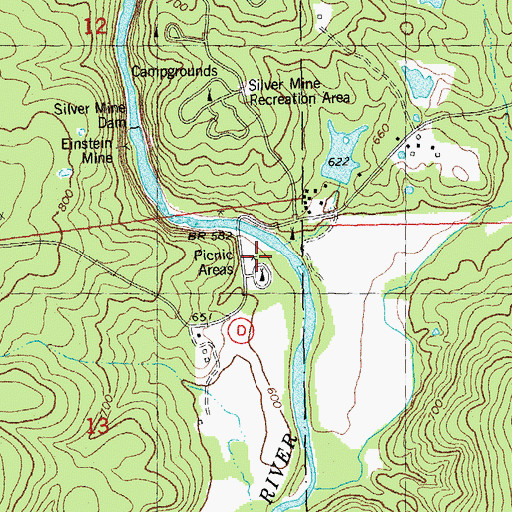 Topographic Map of Silver Mines Picnic Area, MO