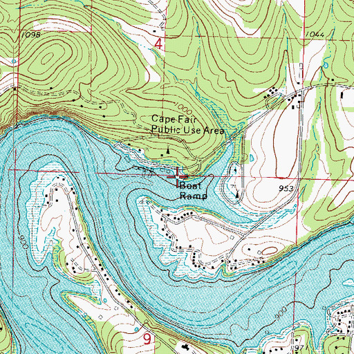 Topographic Map of Cape Fair Launching Ramp, MO