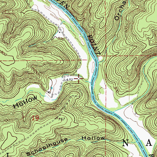 Topographic Map of Whitten Access, MO