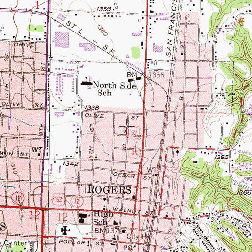 Topographic Map of Faith Christian Fellowship Church, AR