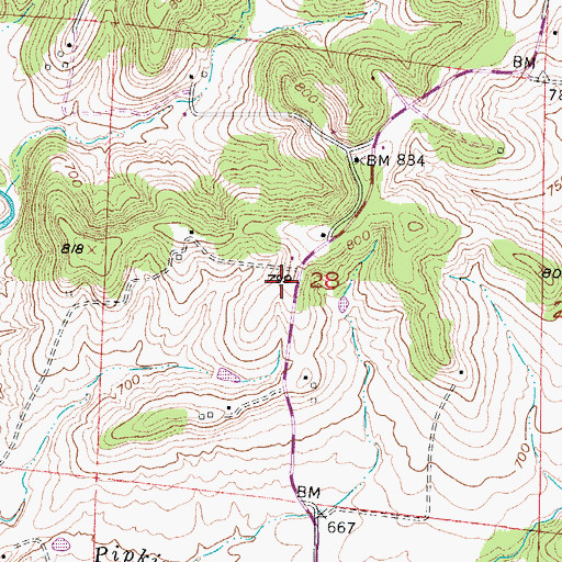 Topographic Map of Reinharot School (historical), MO