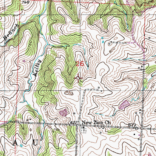 Topographic Map of Whithinger School (historical), MO