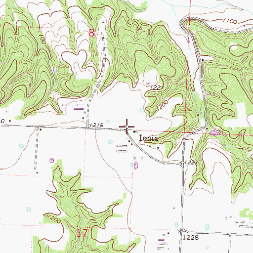 Topographic Map of Falling Springs Cemetery, AR