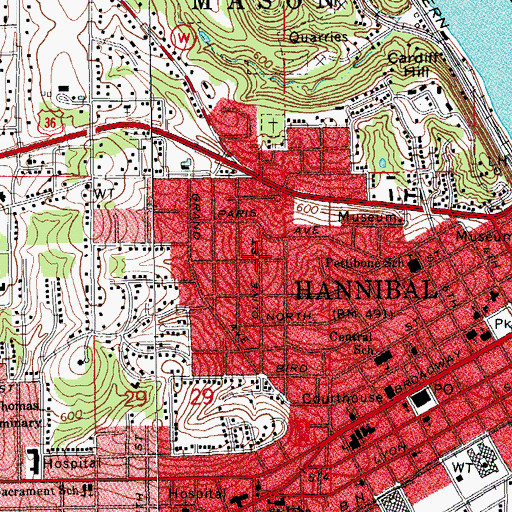 Topographic Map of Holliday Hill, MO