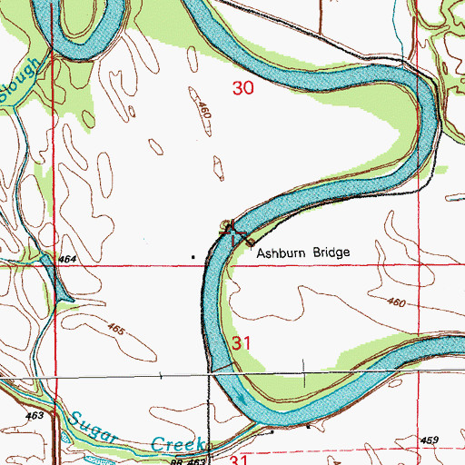 Topographic Map of Ashburn Bridge, MO