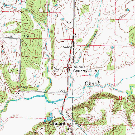 Topographic Map of Aurora Country Club, MO