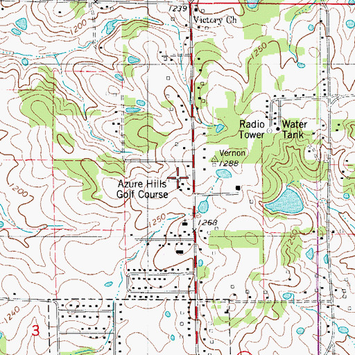 Topographic Map of Azure Hills Golf Course, MO