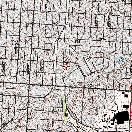 Topographic Map of Blue Hills Country Club, MO