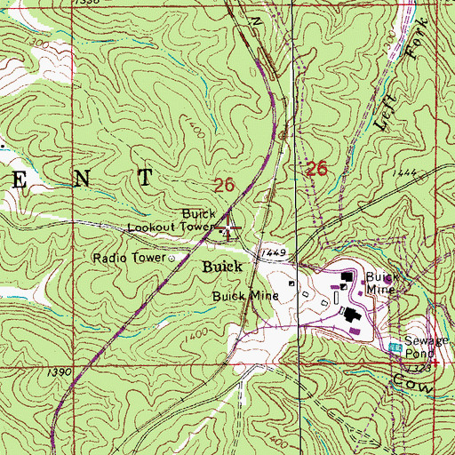 Topographic Map of Buick Lookout Tower, MO