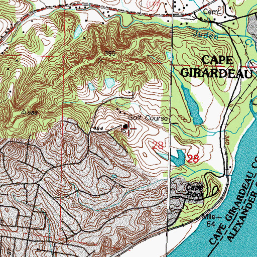 Topographic Map of Cape Girardeau Country Club, MO