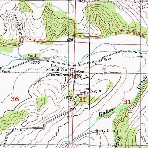 Topographic Map of Cemetery Number 5, MO