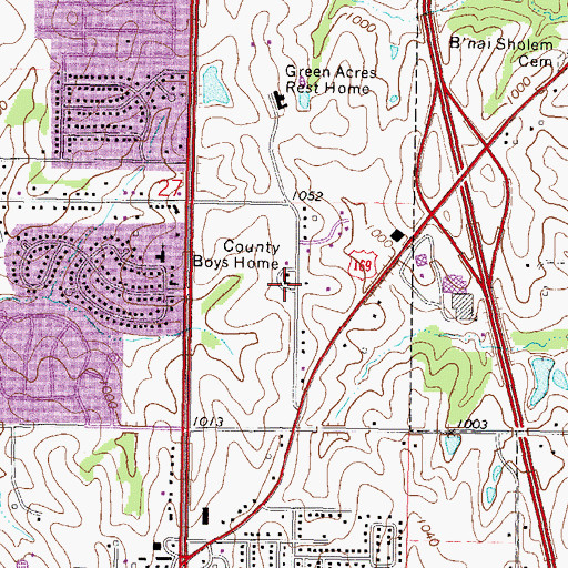 Topographic Map of County Boys Home, MO