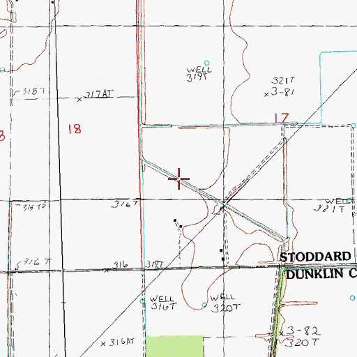 Topographic Map of County Line Ditch Lateral Number 1, MO