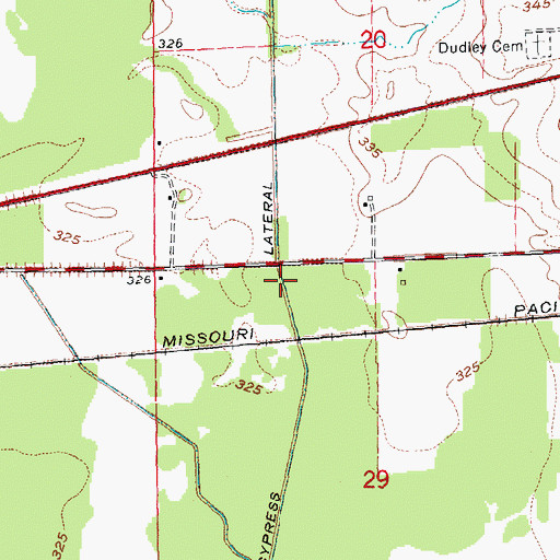 Topographic Map of Cypress Lateral Number 1, MO
