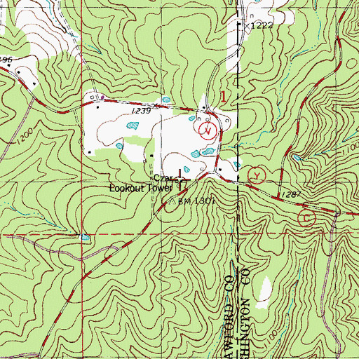Topographic Map of Czar Lookout Tower, MO