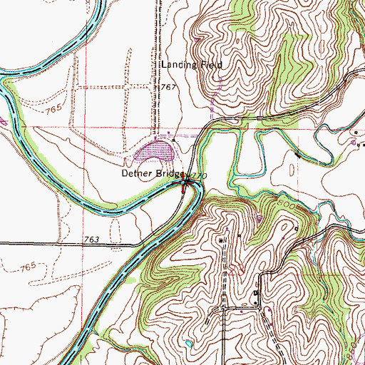 Topographic Map of Detner Bridge, MO