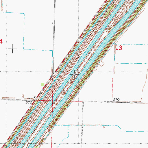 Topographic Map of Ditch Number 1, MO