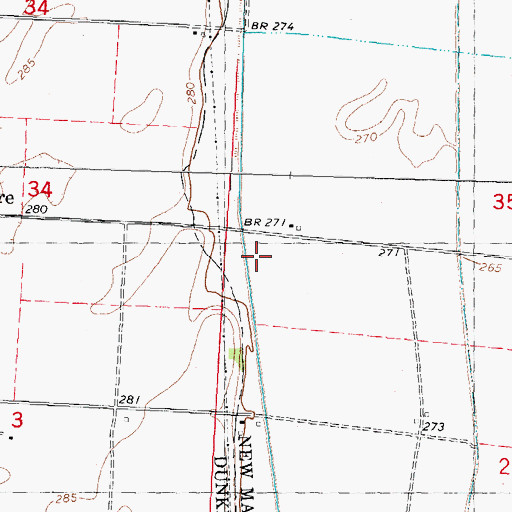 Topographic Map of Ditch Number 1, MO