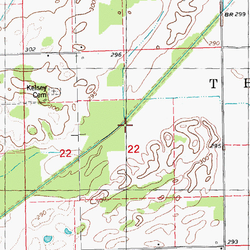 Topographic Map of Ditch Number 1, MO