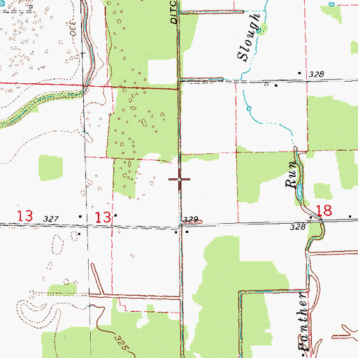 Topographic Map of Ditch Number 11, MO
