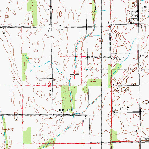 Topographic Map of Ditch Number 14, MO