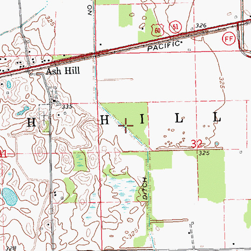 Topographic Map of Ditch Number 16, MO