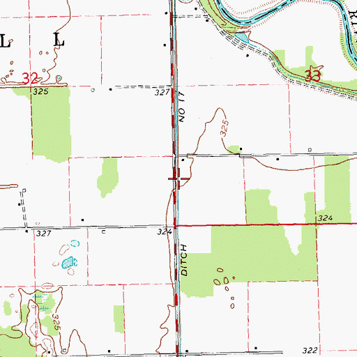 Topographic Map of Ditch Number 17, MO