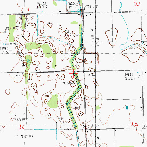 Topographic Map of Ditch Number 18, MO