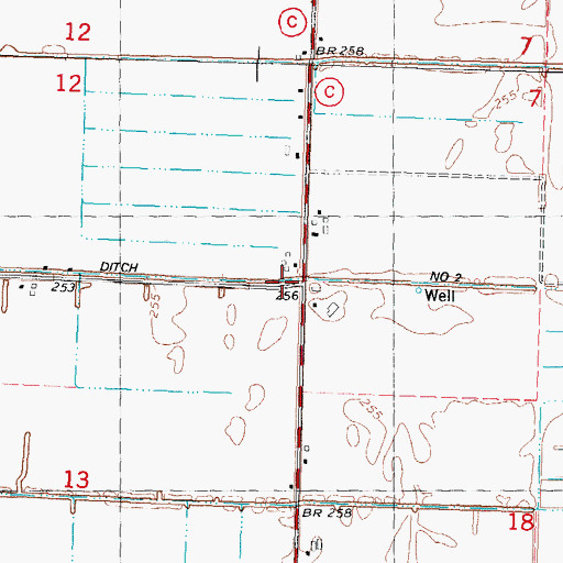 Topographic Map of Ditch Number 2, MO