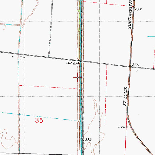 Topographic Map of Ditch Number 2, MO