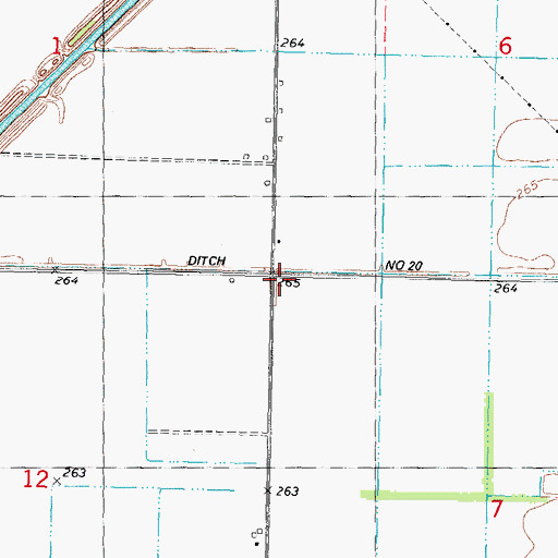 Topographic Map of Ditch Number 20, MO