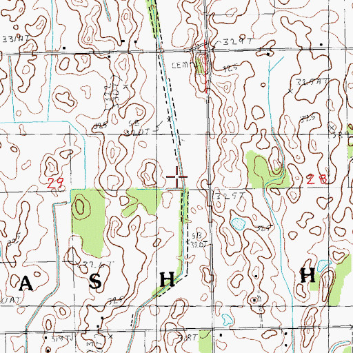 Topographic Map of Ditch Number 20, MO