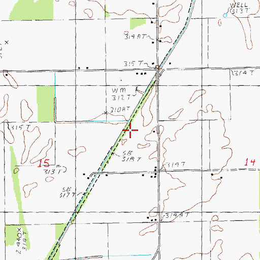 Topographic Map of Ditch Number 22, MO
