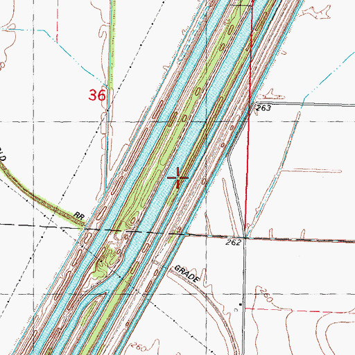 Topographic Map of Ditch Number 251, MO
