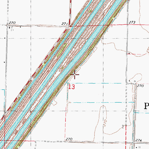 Topographic Map of Ditch Number 256, MO