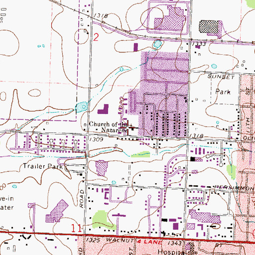 Topographic Map of First Church of the Nazarene, AR