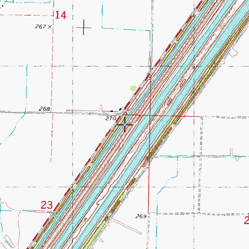 Topographic Map of Ditch Number 290, MO